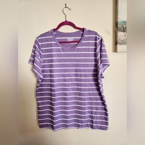 Time and Tru purple and white striped top xxl